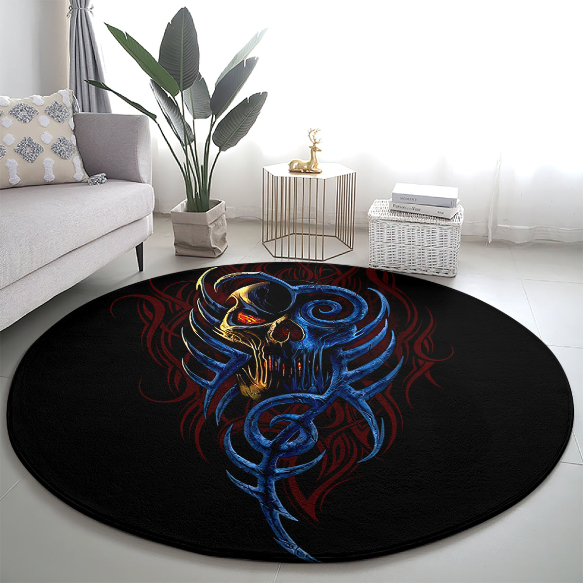 devil-skull-round-carpet-devil-face-scream