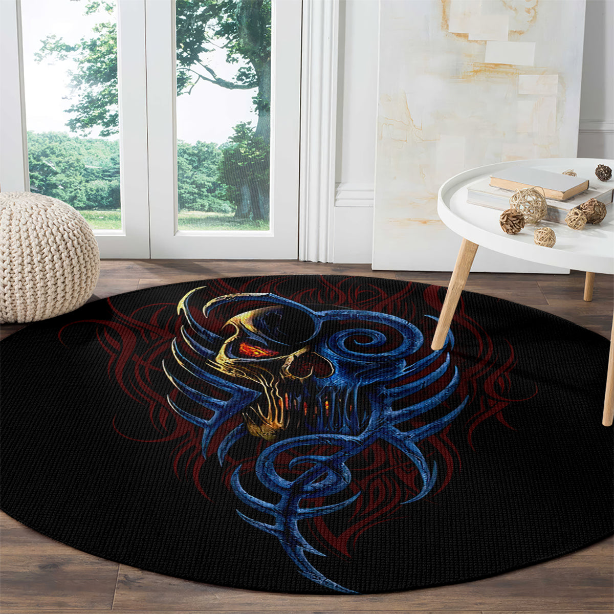 devil-skull-round-carpet-devil-face-scream