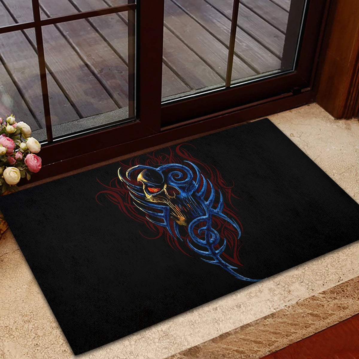 Devil Skull Rubber Doormat Devil Face Scream - Wonder Print Shop