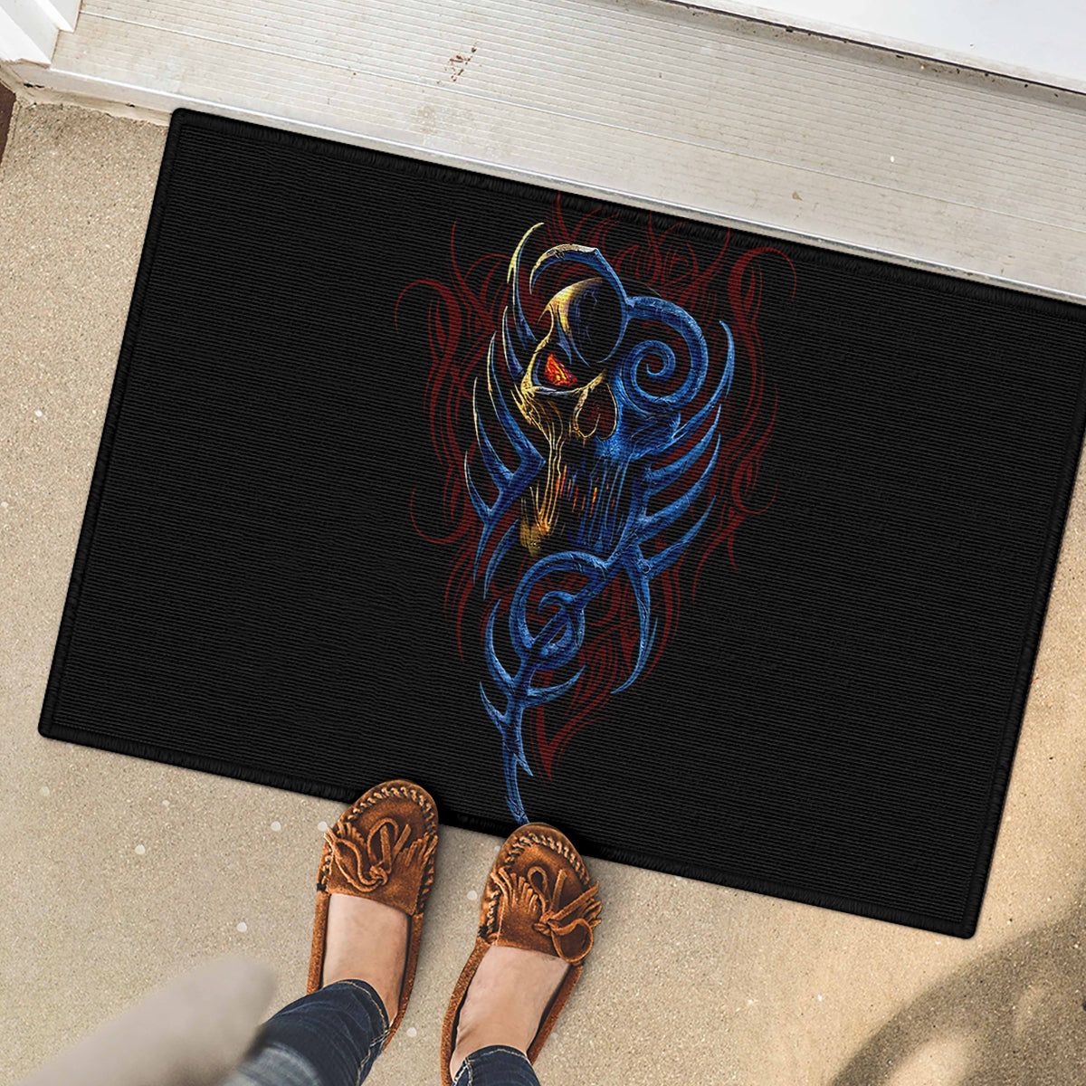 Devil Skull Rubber Doormat Devil Face Scream - Wonder Print Shop