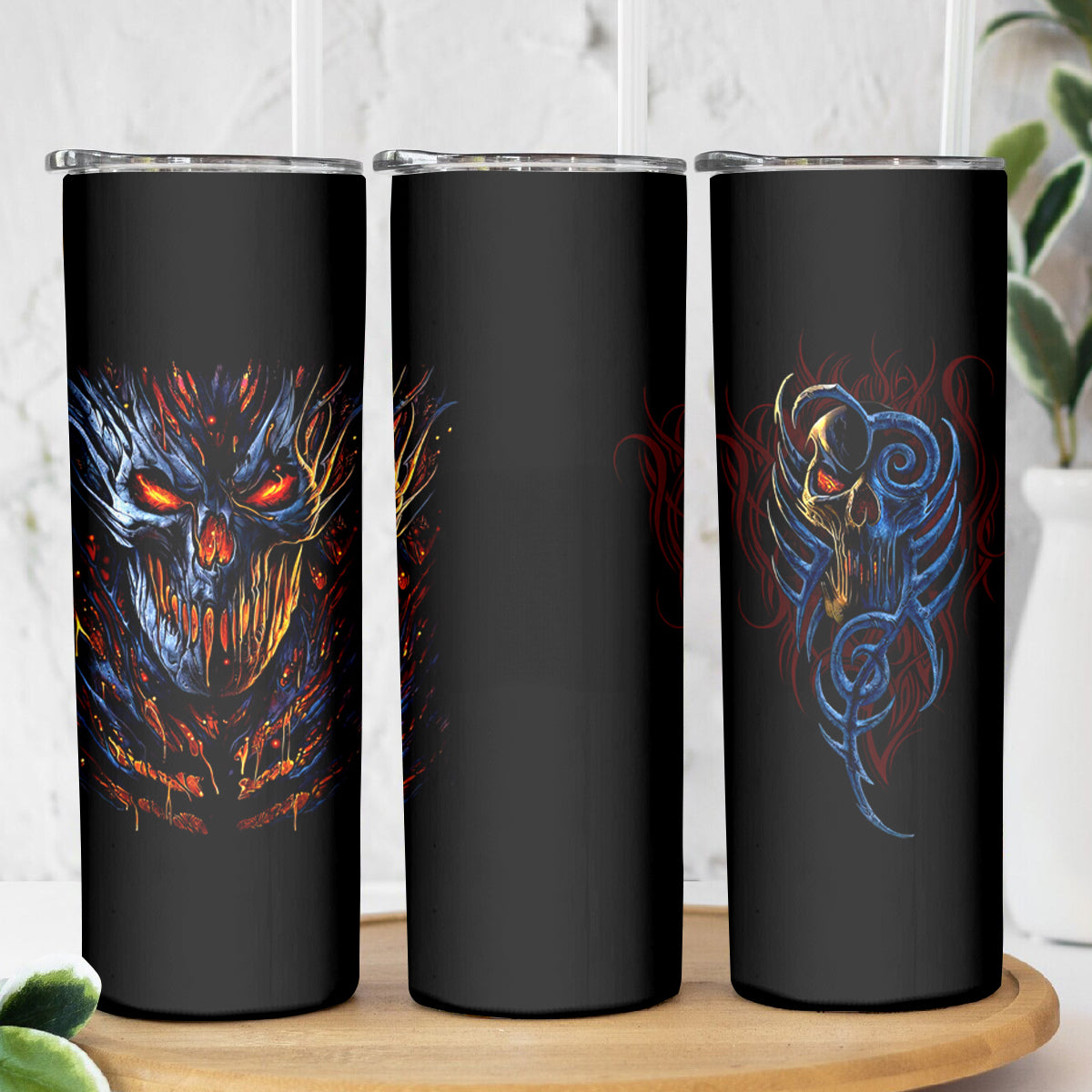 Devil Skull Skinny Tumbler Devil Face Scream - Wonder Print Shop