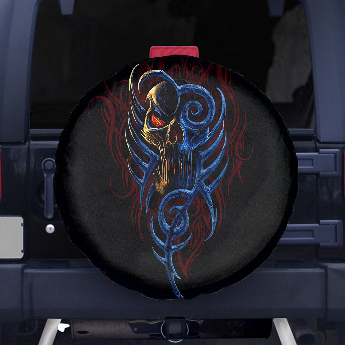 Devil Skull Spare Tire Cover Devil Face Scream - Wonder Print Shop