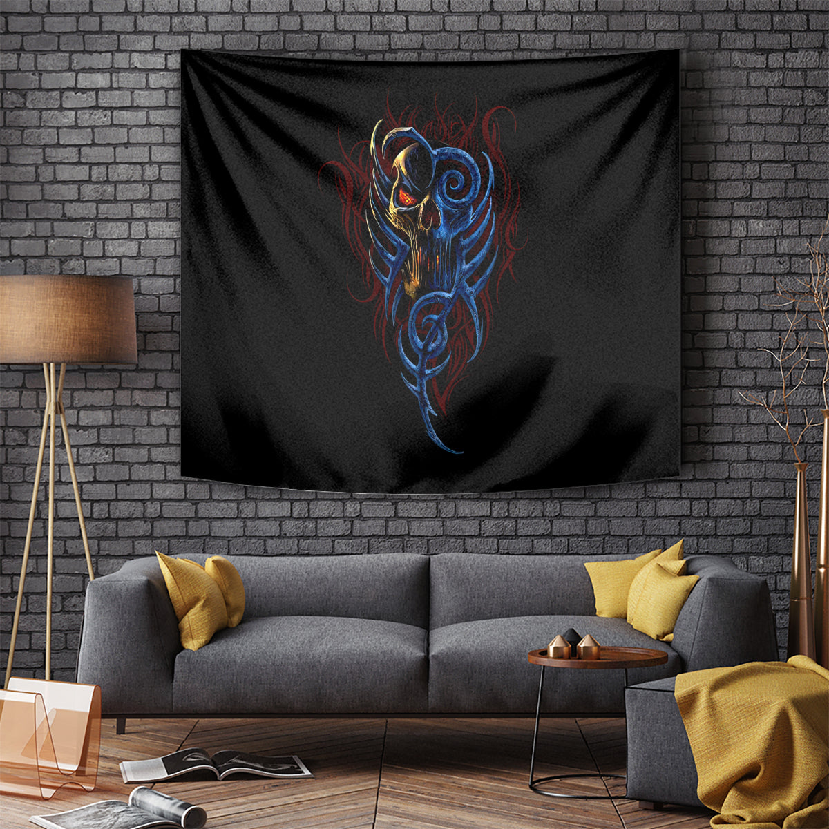 Devil Skull Tapestry Devil Face Scream - Wonder Print Shop