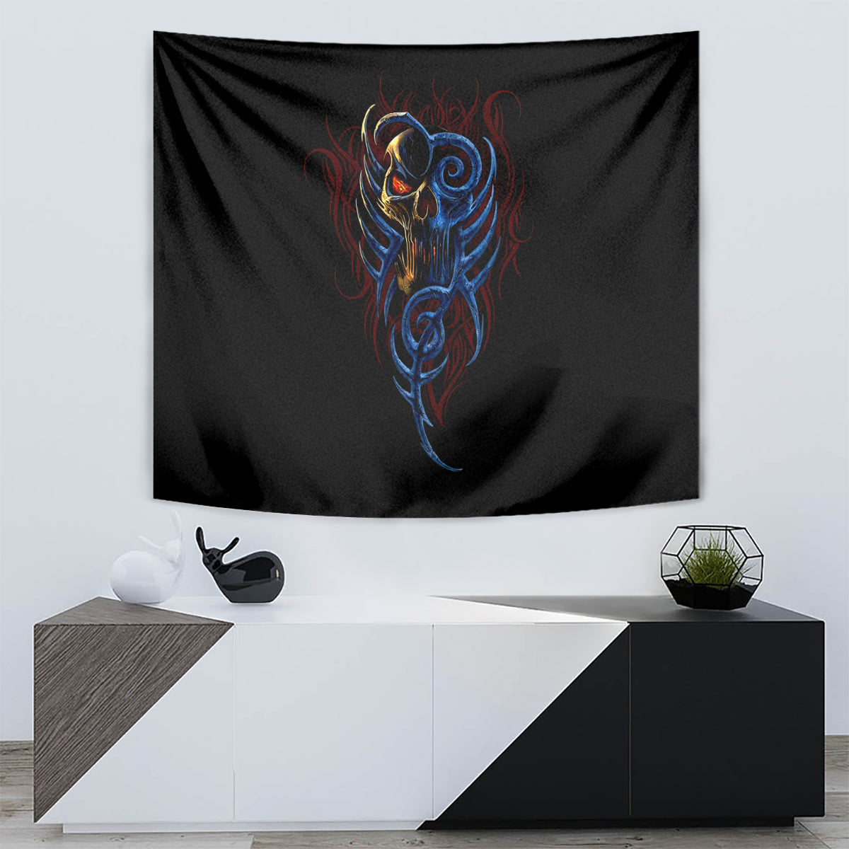 Devil Skull Tapestry Devil Face Scream - Wonder Print Shop