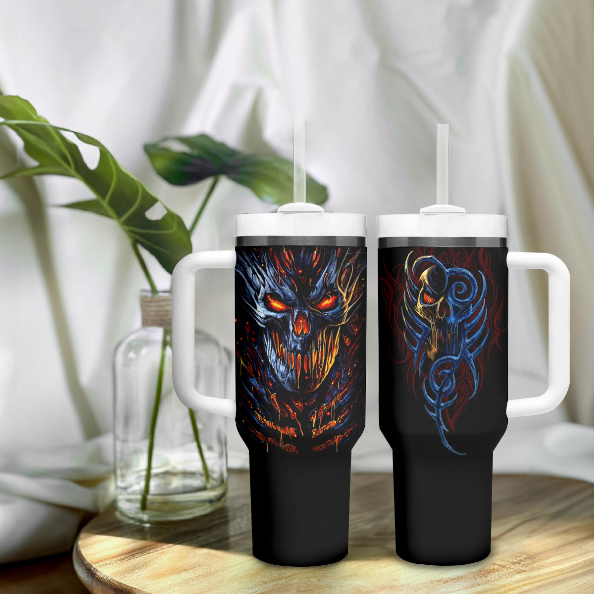 Devil Skull Tumbler With Handle Devil Face Scream - Wonder Print Shop