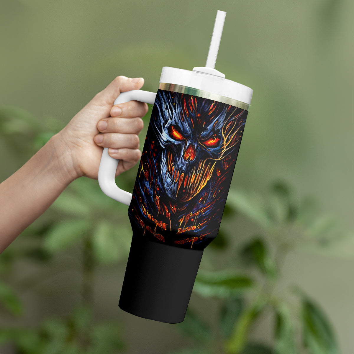Devil Skull Tumbler With Handle Devil Face Scream - Wonder Print Shop