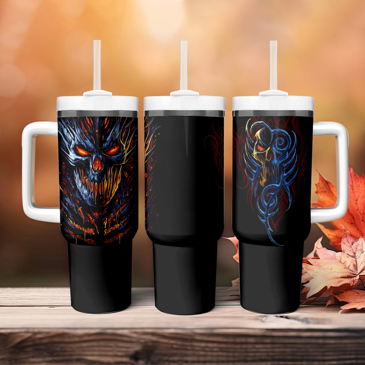 Devil Skull Tumbler With Handle Devil Face Scream - Wonder Print Shop