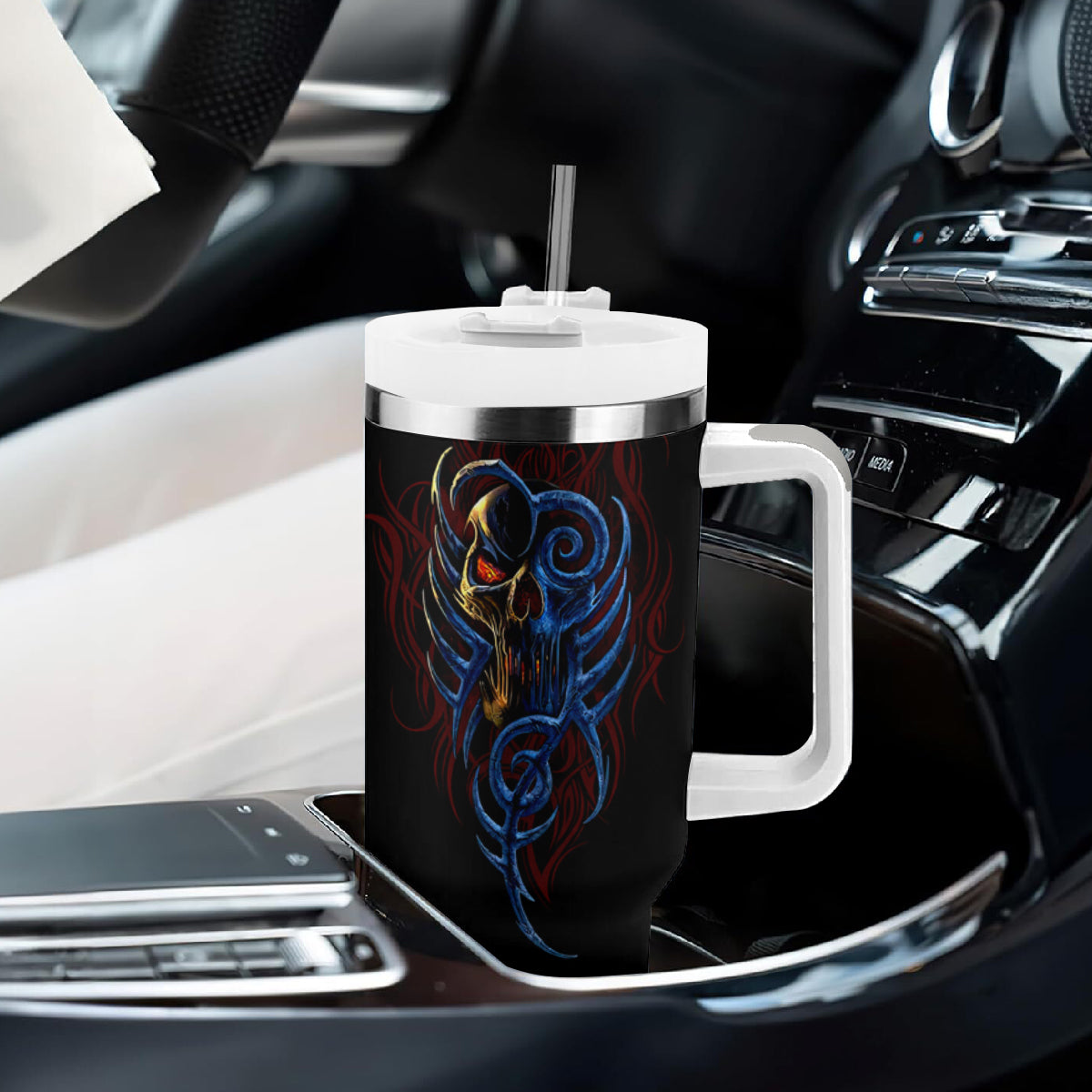 Devil Skull Tumbler With Handle Devil Face Scream - Wonder Print Shop