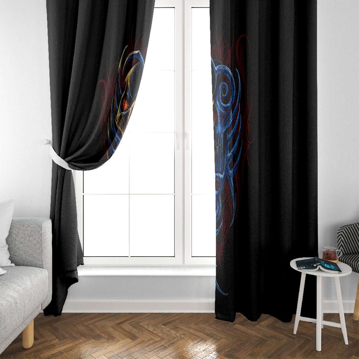Devil Skull Window Curtain Devil Face Scream - Wonder Print Shop