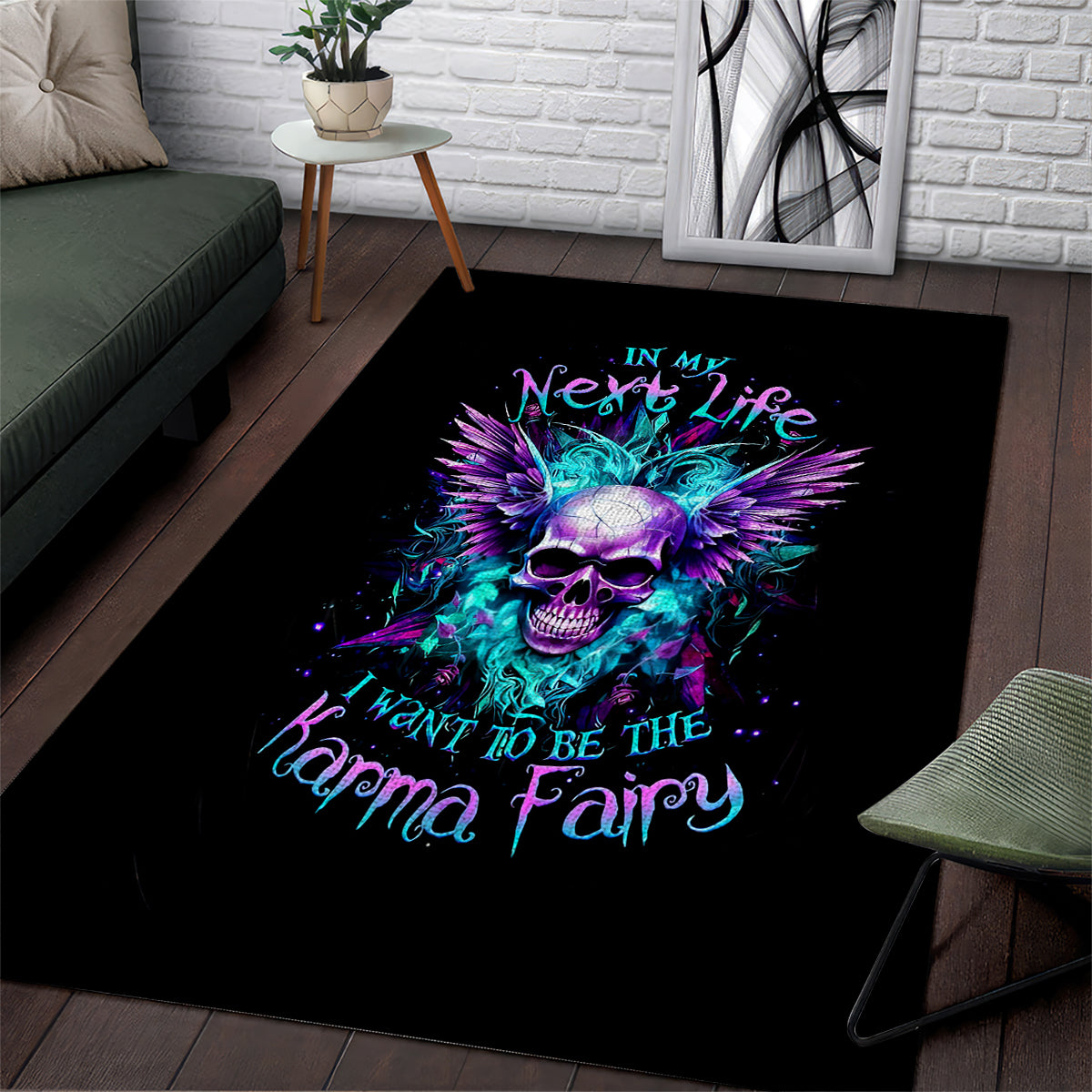 Wings Skull Area Rug Want To Be Karma Fairy Rose Skull - Wonder Print Shop