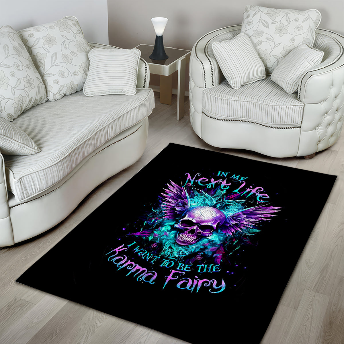 Wings Skull Area Rug Want To Be Karma Fairy Rose Skull - Wonder Print Shop