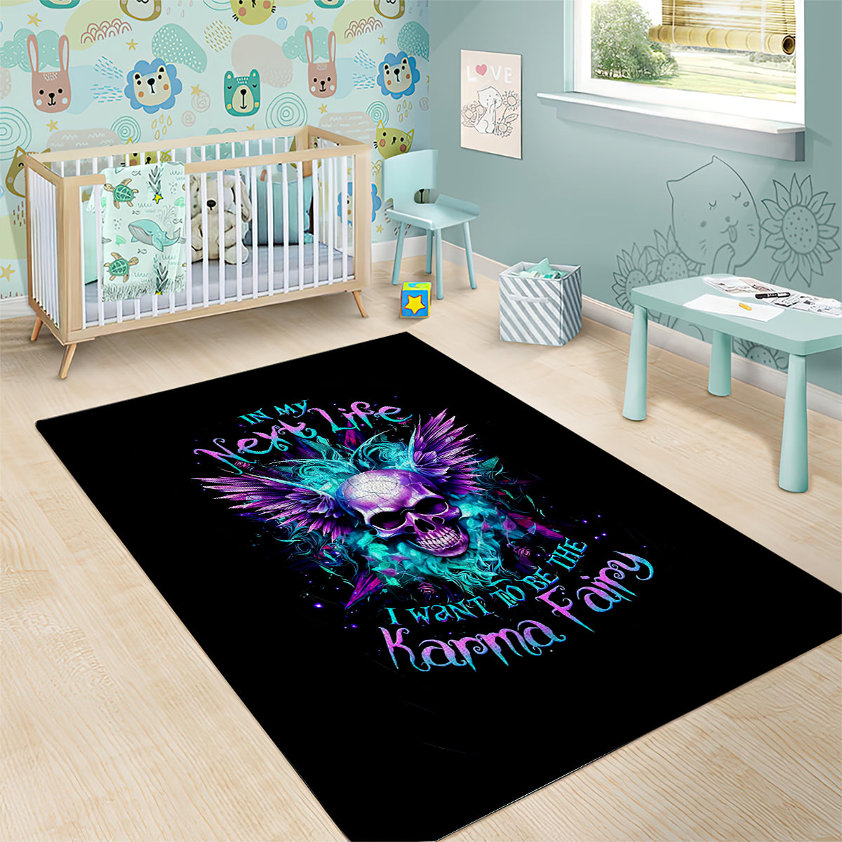 Wings Skull Area Rug Want To Be Karma Fairy Rose Skull - Wonder Print Shop