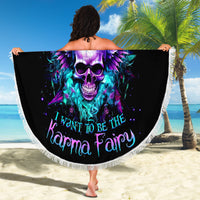 Wings Skull Beach Blanket Want To Be Karma Fairy Rose Skull - Wonder Print Shop