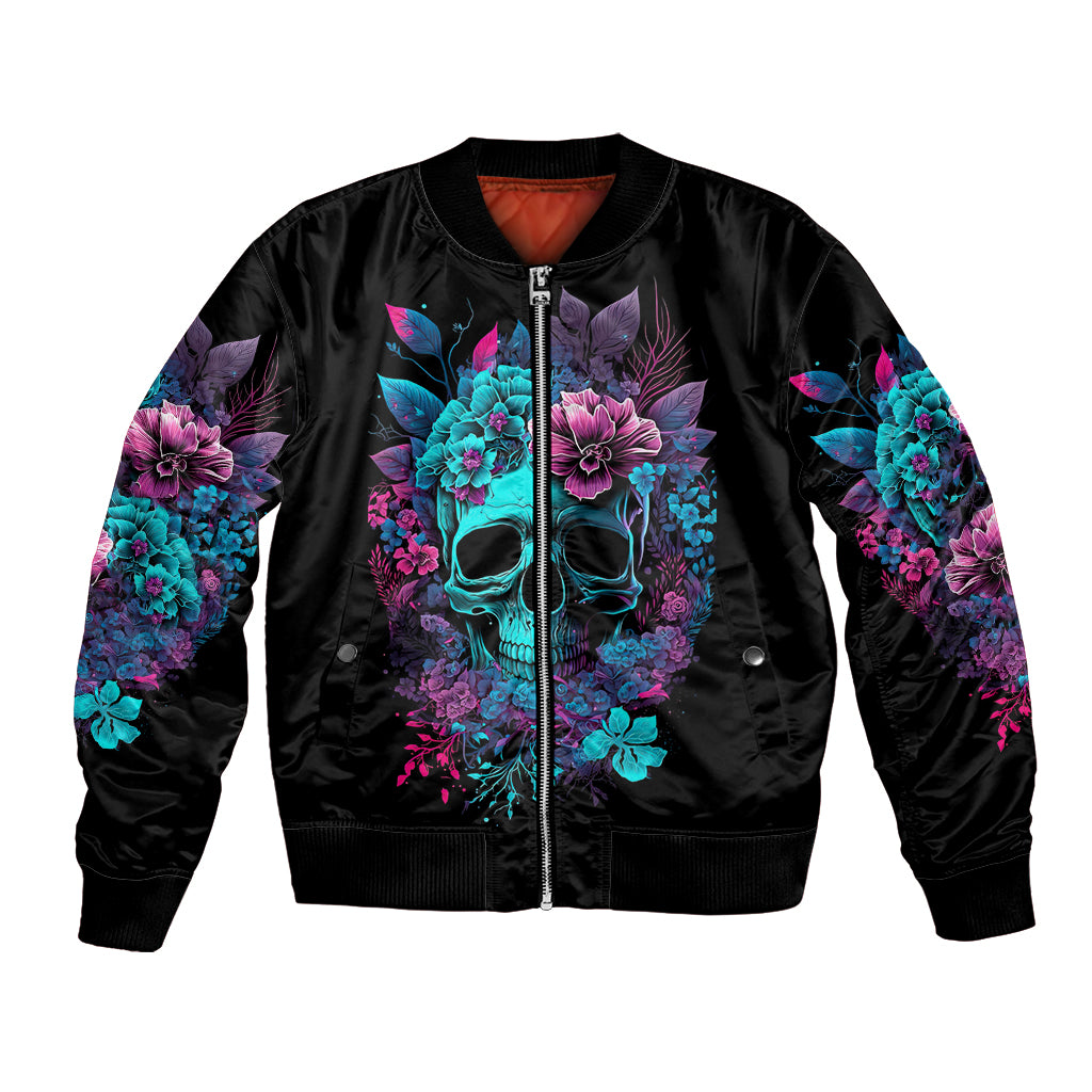 Wings Skull Bomber Jacket Want To Be Karma Fairy Rose Skull - Wonder Print Shop
