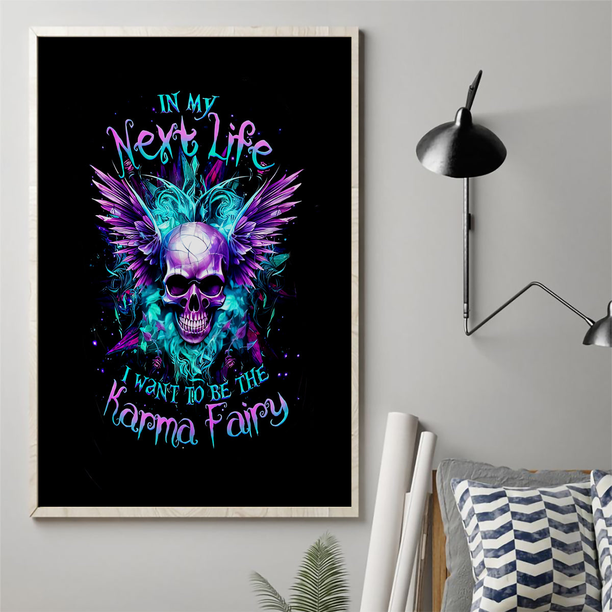 Wings Skull Canvas Wall Art Want To Be Karma Fairy Rose Skull - Wonder Print Shop