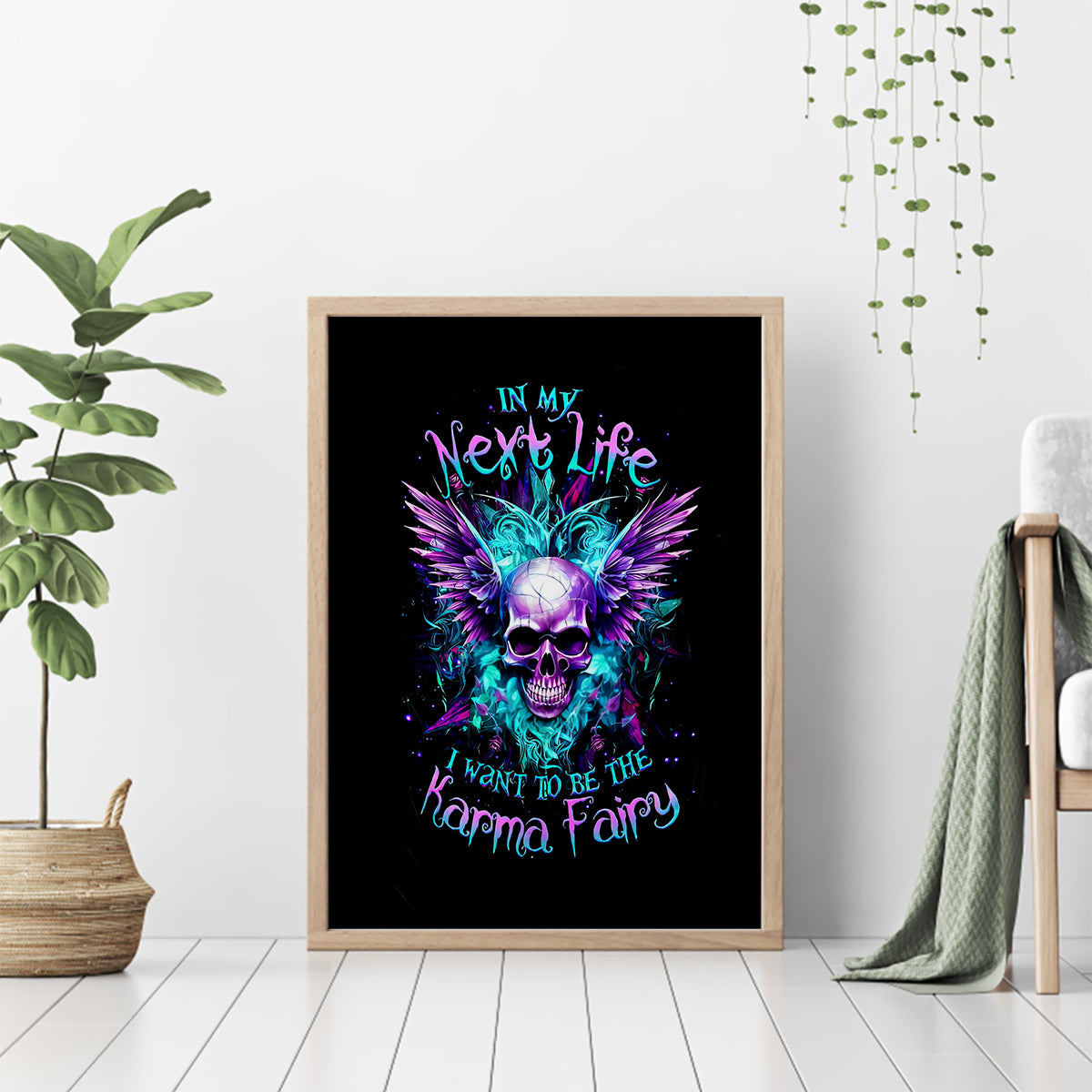 Wings Skull Canvas Wall Art Want To Be Karma Fairy Rose Skull - Wonder Print Shop