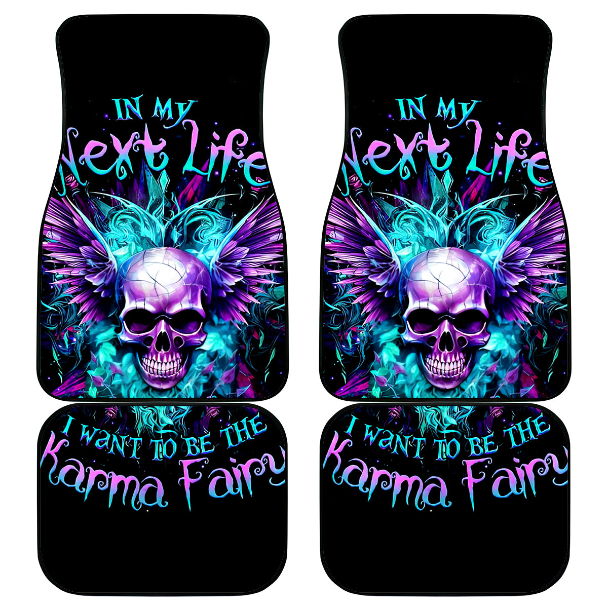 Wings Skull Car Mats Want To Be Karma Fairy Rose Skull - Wonder Print Shop
