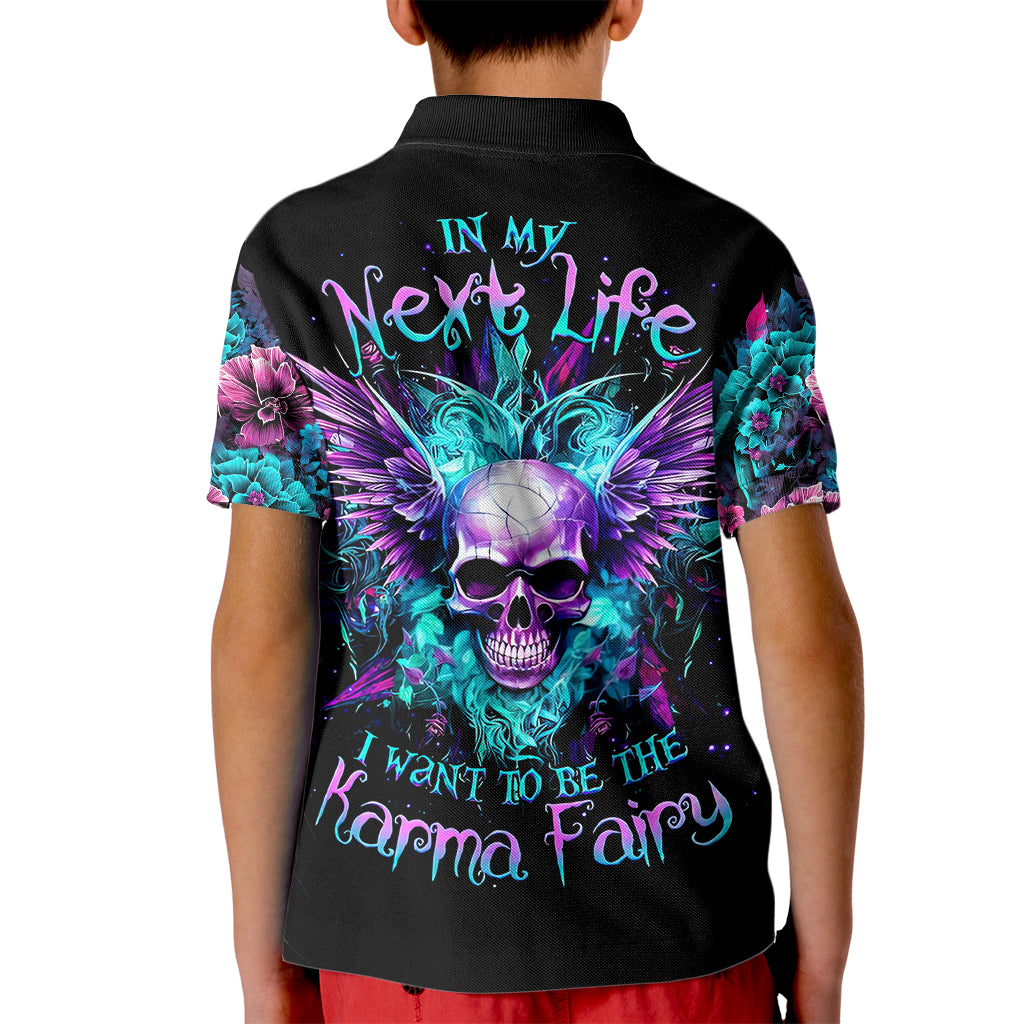 Wings Skull Kid Polo Shirt Want To Be Karma Fairy Rose Skull - Wonder Print Shop