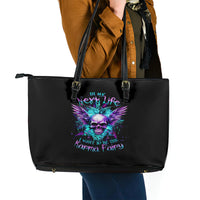 Wings Skull Leather Tote Bag Want To Be Karma Fairy Rose Skull - Wonder Print Shop