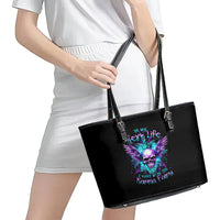 Wings Skull Leather Tote Bag Want To Be Karma Fairy Rose Skull - Wonder Print Shop