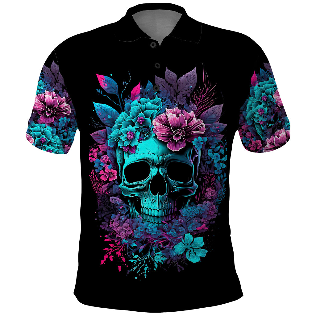 Wings Skull Polo Shirt Want To Be Karma Fairy Rose Skull - Wonder Print Shop