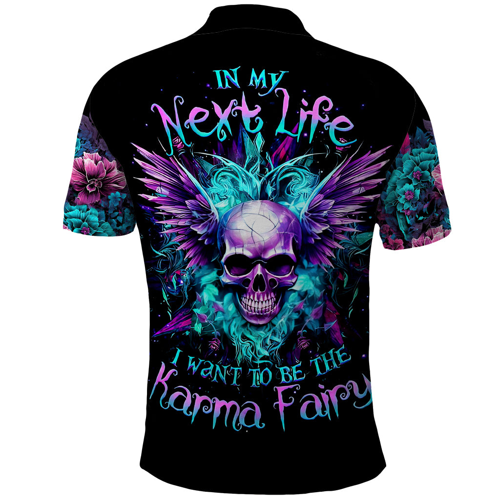 Wings Skull Polo Shirt Want To Be Karma Fairy Rose Skull - Wonder Print Shop