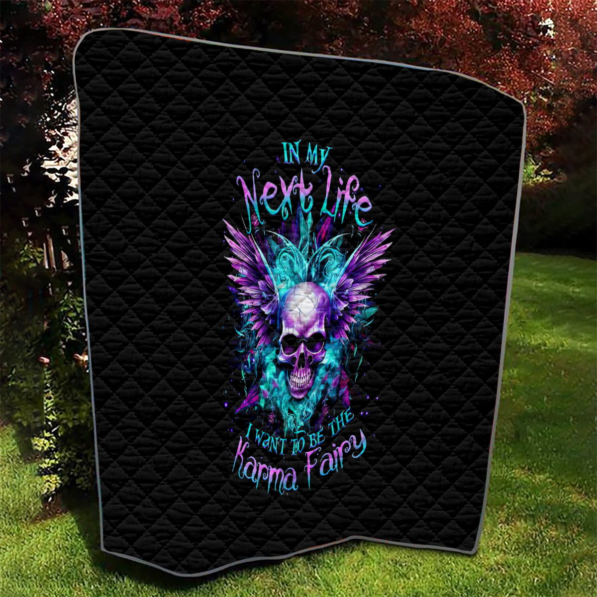 Wings Skull Quilt Want To Be Karma Fairy Rose Skull - Wonder Print Shop
