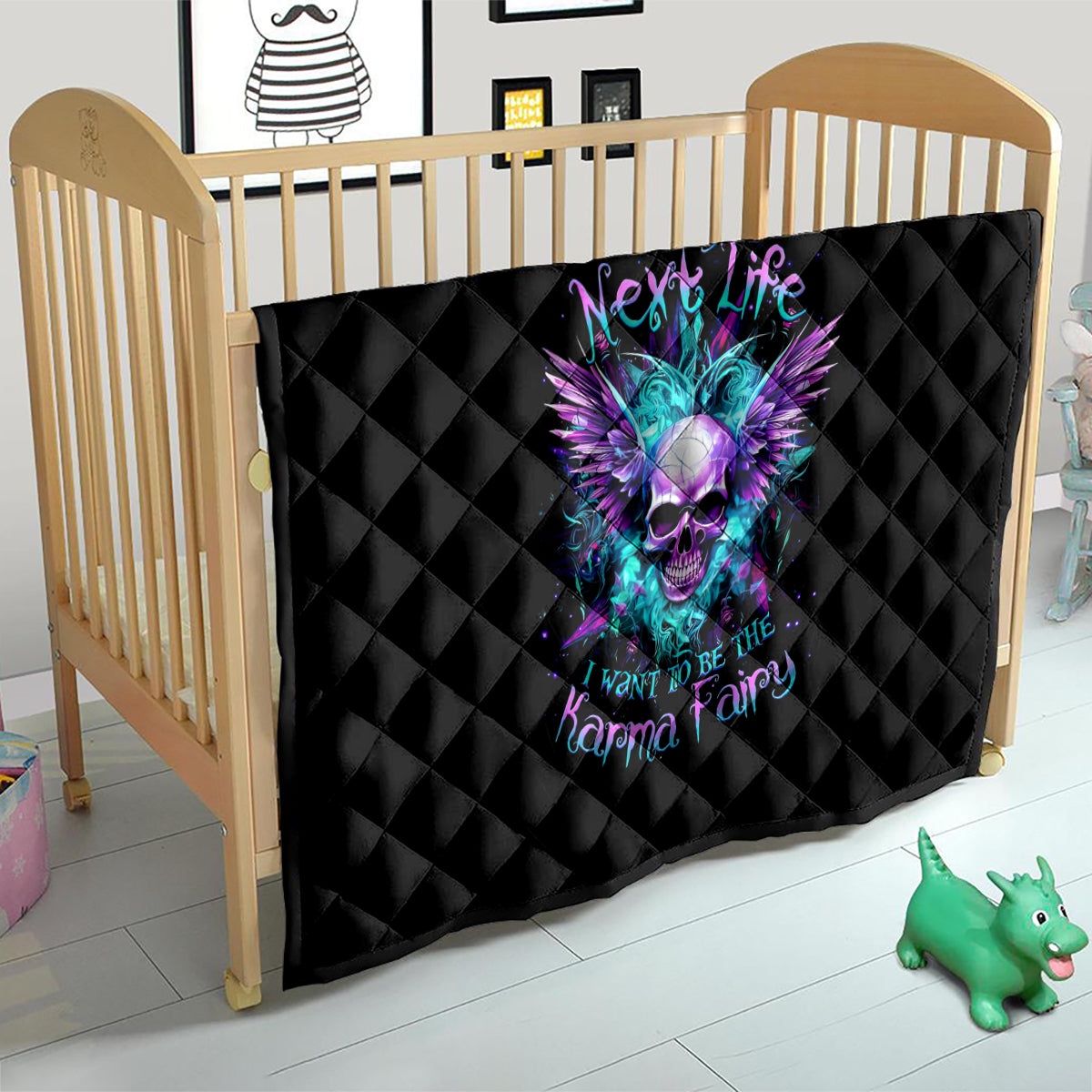 Wings Skull Quilt Want To Be Karma Fairy Rose Skull - Wonder Print Shop