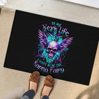 Wings Skull Rubber Doormat Want To Be Karma Fairy Rose Skull - Wonder Print Shop