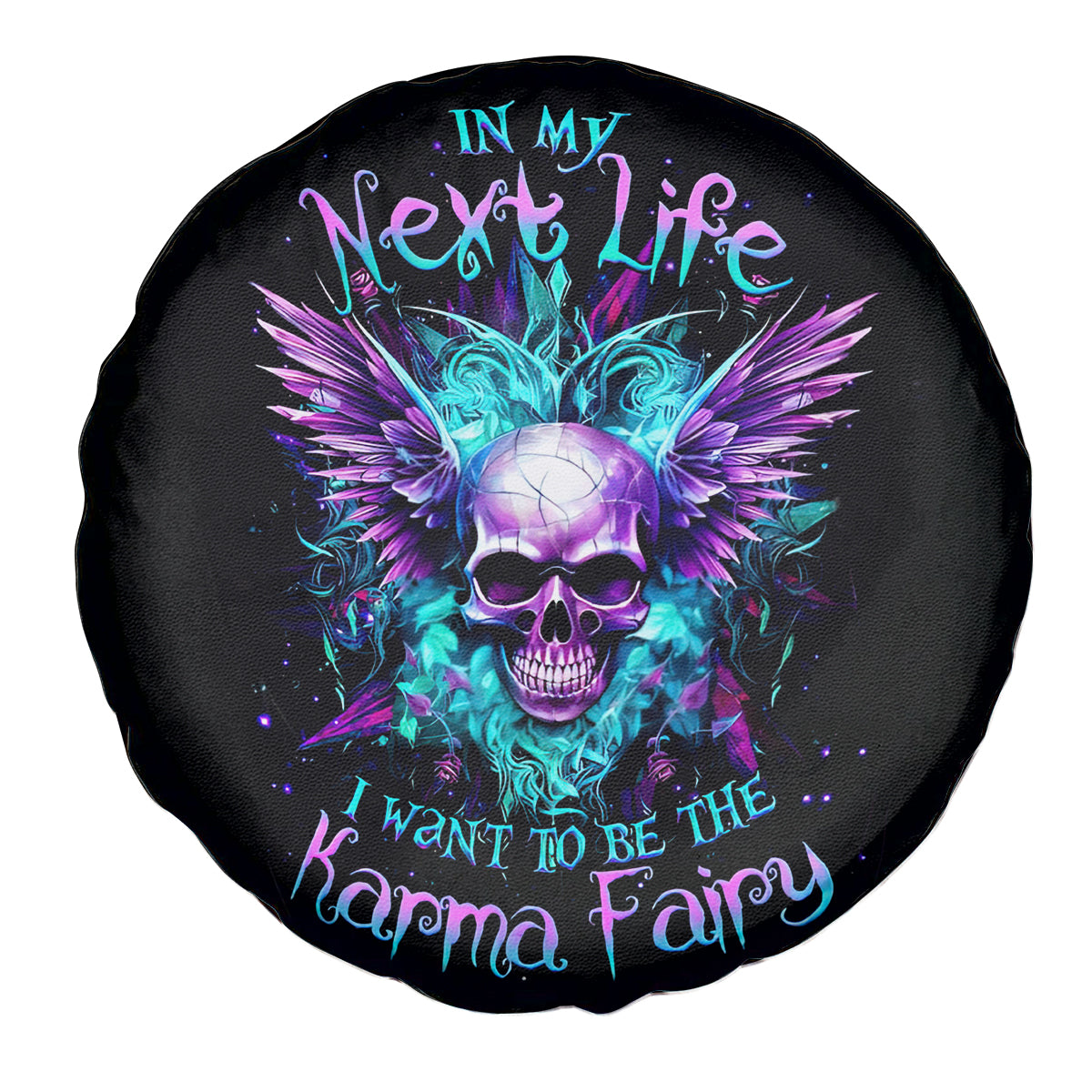 Wings Skull Spare Tire Cover Want To Be Karma Fairy Rose Skull - Wonder Print Shop