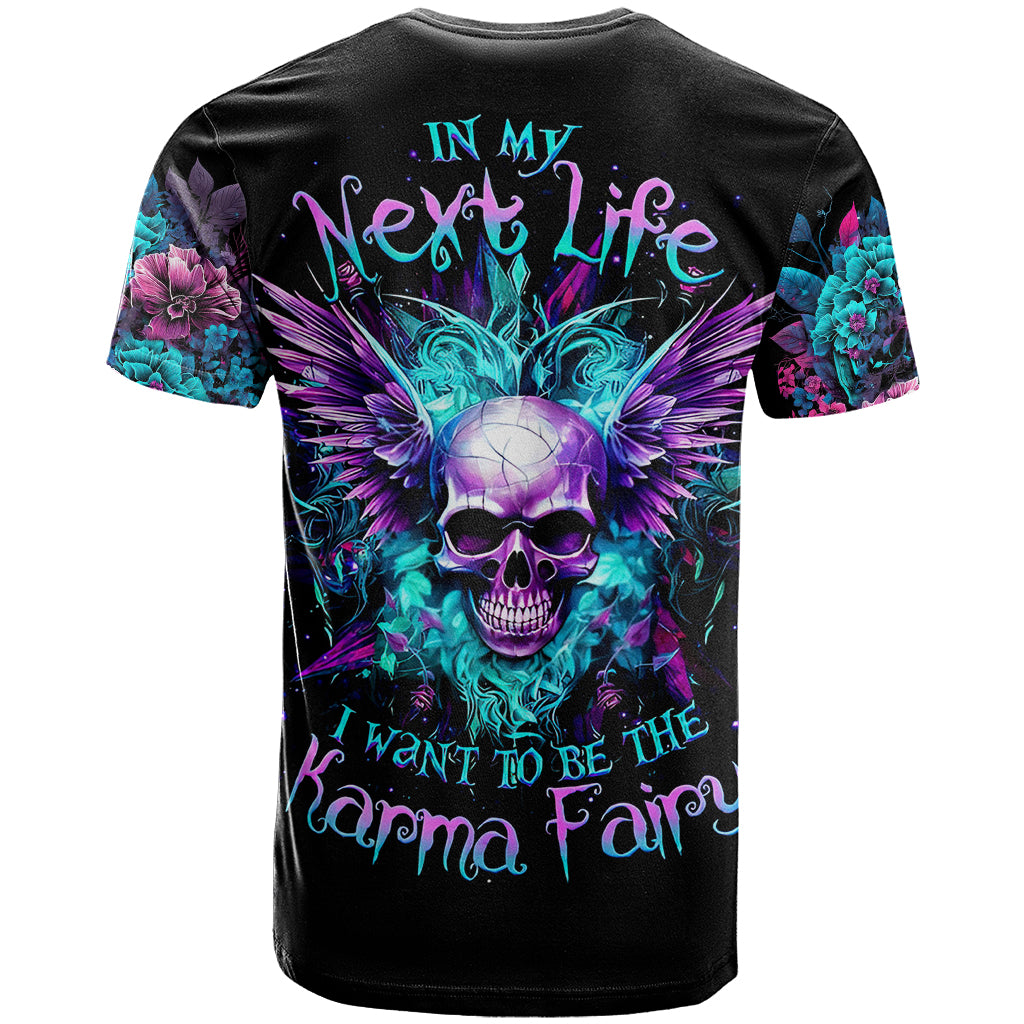 Wings Skull T Shirt Want To Be Karma Fairy Rose Skull - Wonder Print Shop