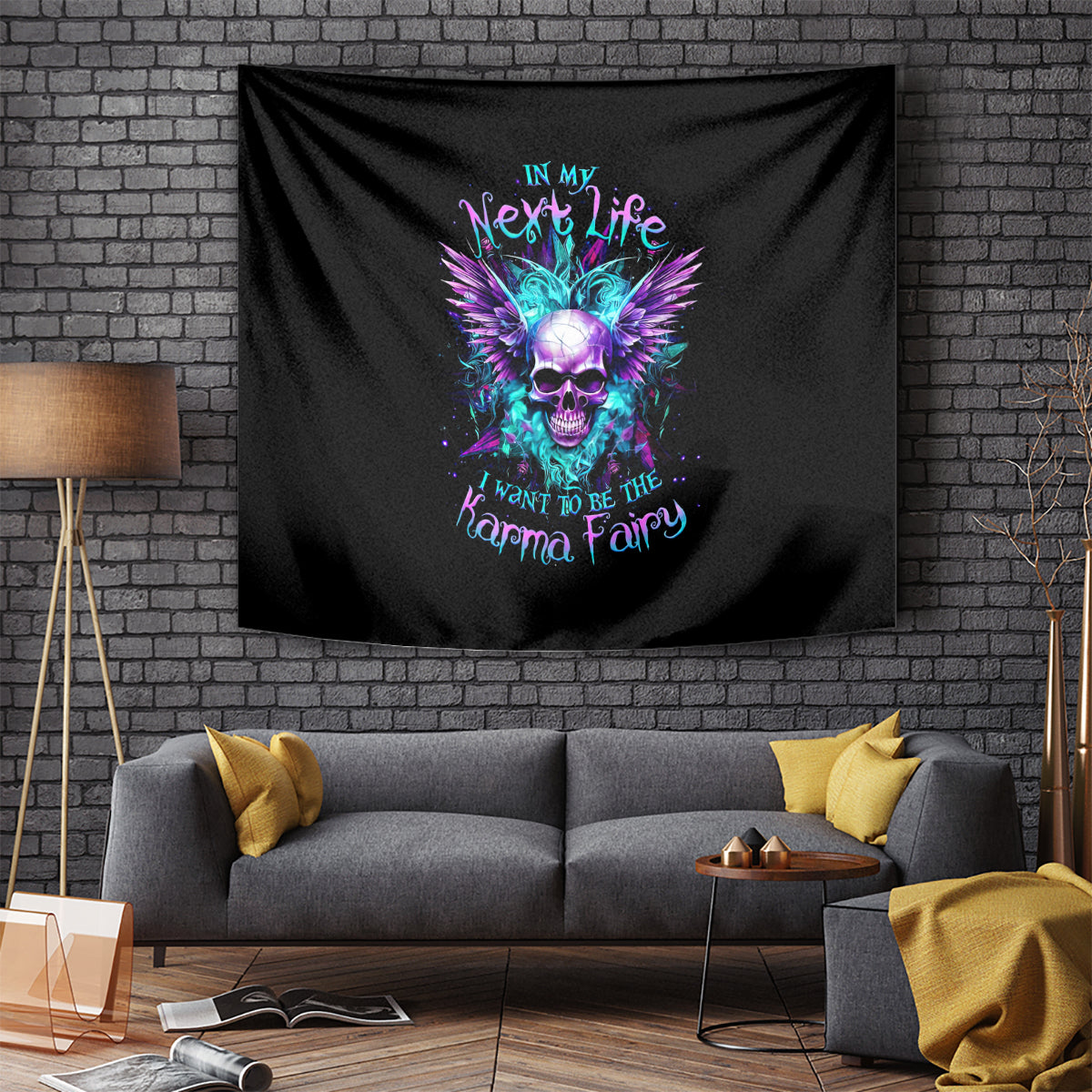 Wings Skull Tapestry Want To Be Karma Fairy Rose Skull - Wonder Print Shop