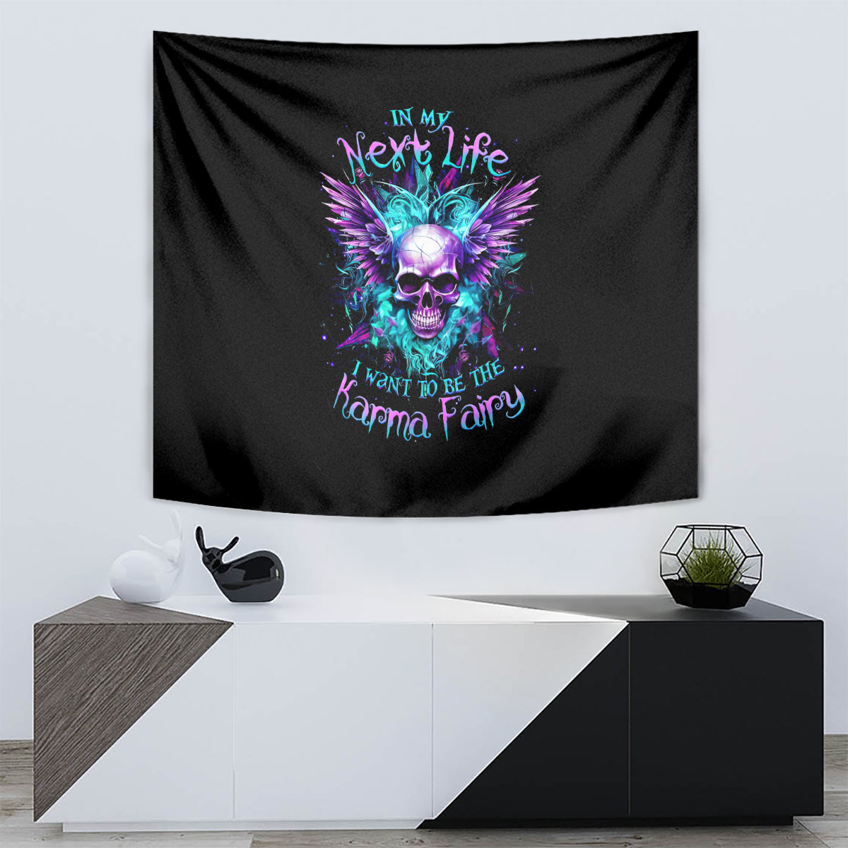 Wings Skull Tapestry Want To Be Karma Fairy Rose Skull - Wonder Print Shop