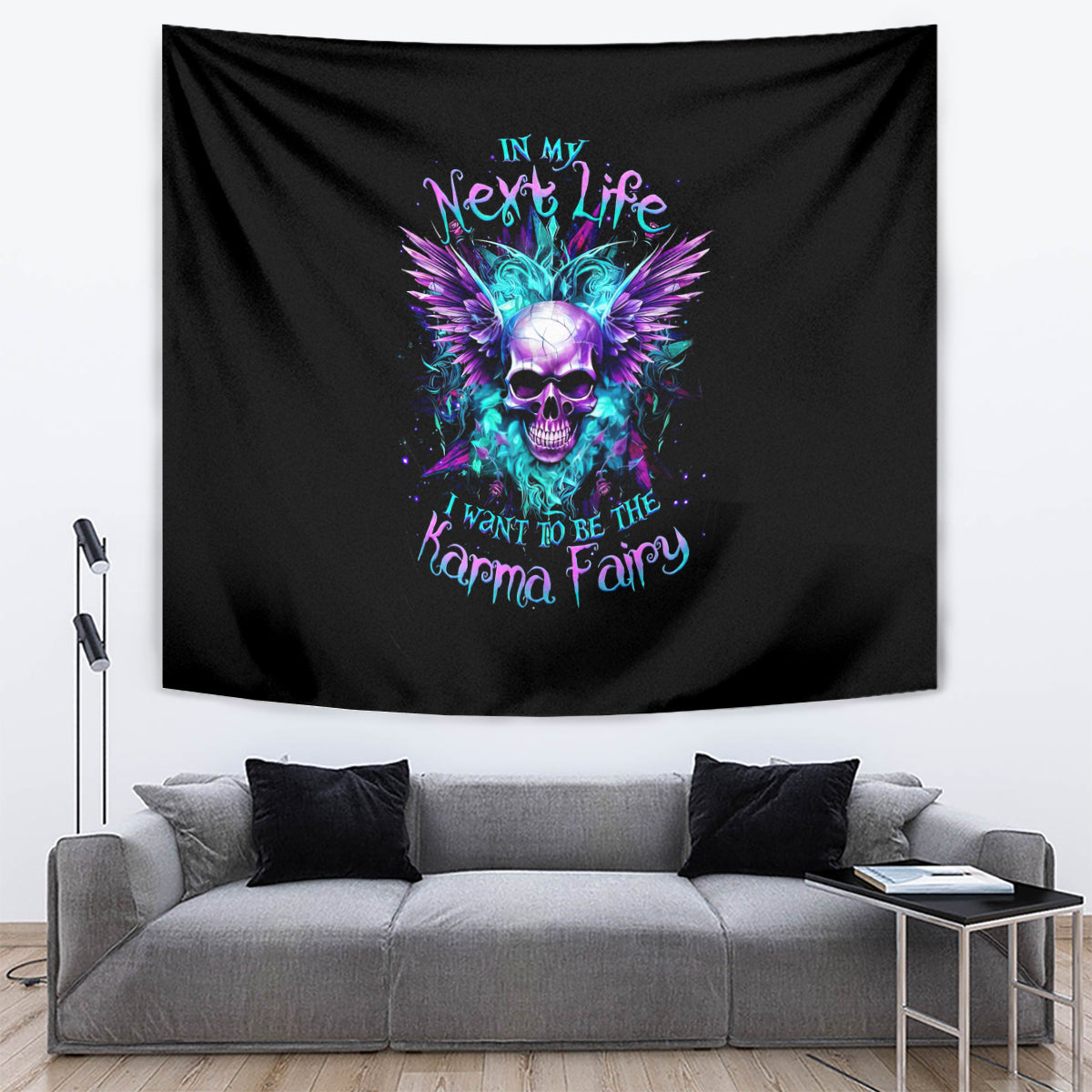 Wings Skull Tapestry Want To Be Karma Fairy Rose Skull - Wonder Print Shop