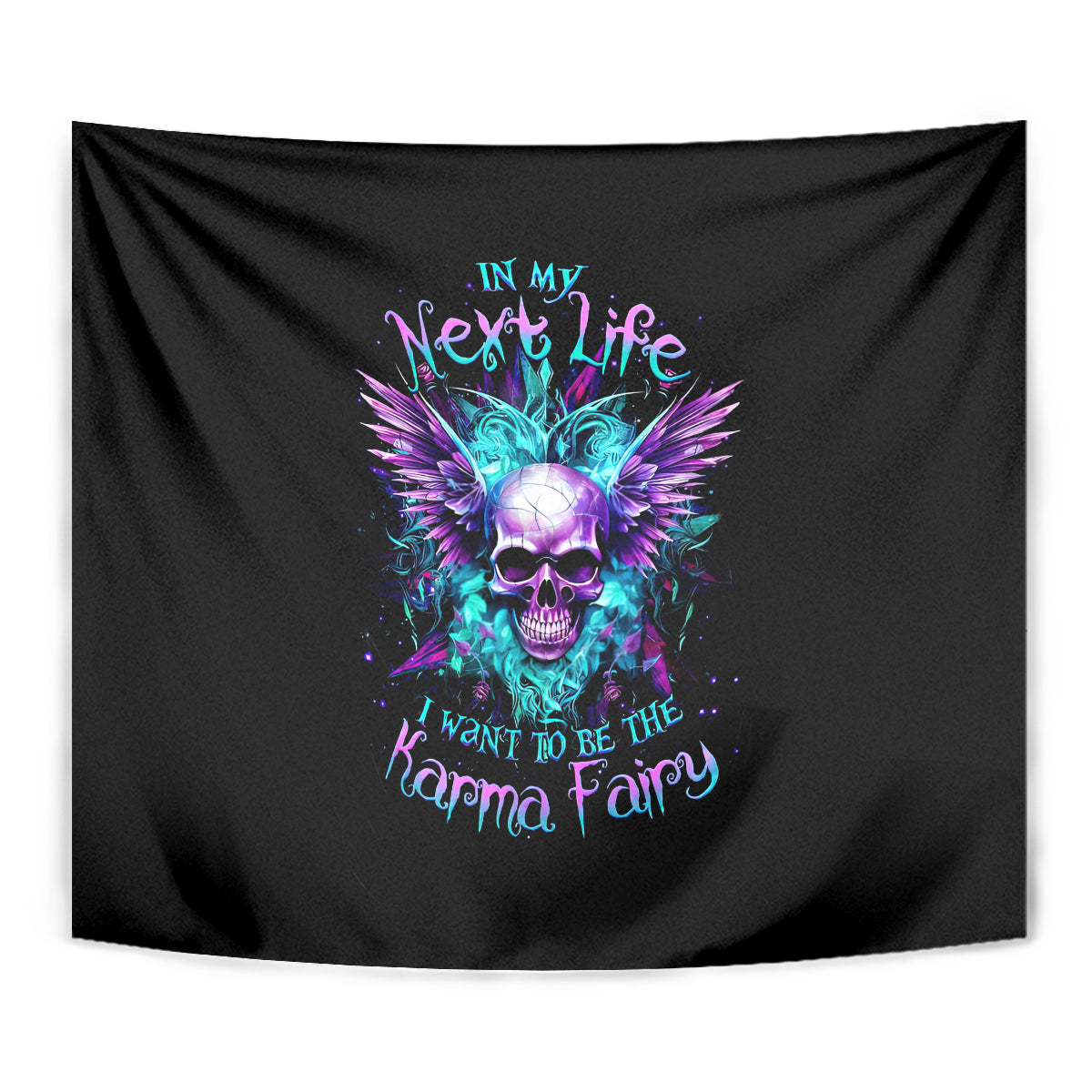 Wings Skull Tapestry Want To Be Karma Fairy Rose Skull - Wonder Print Shop