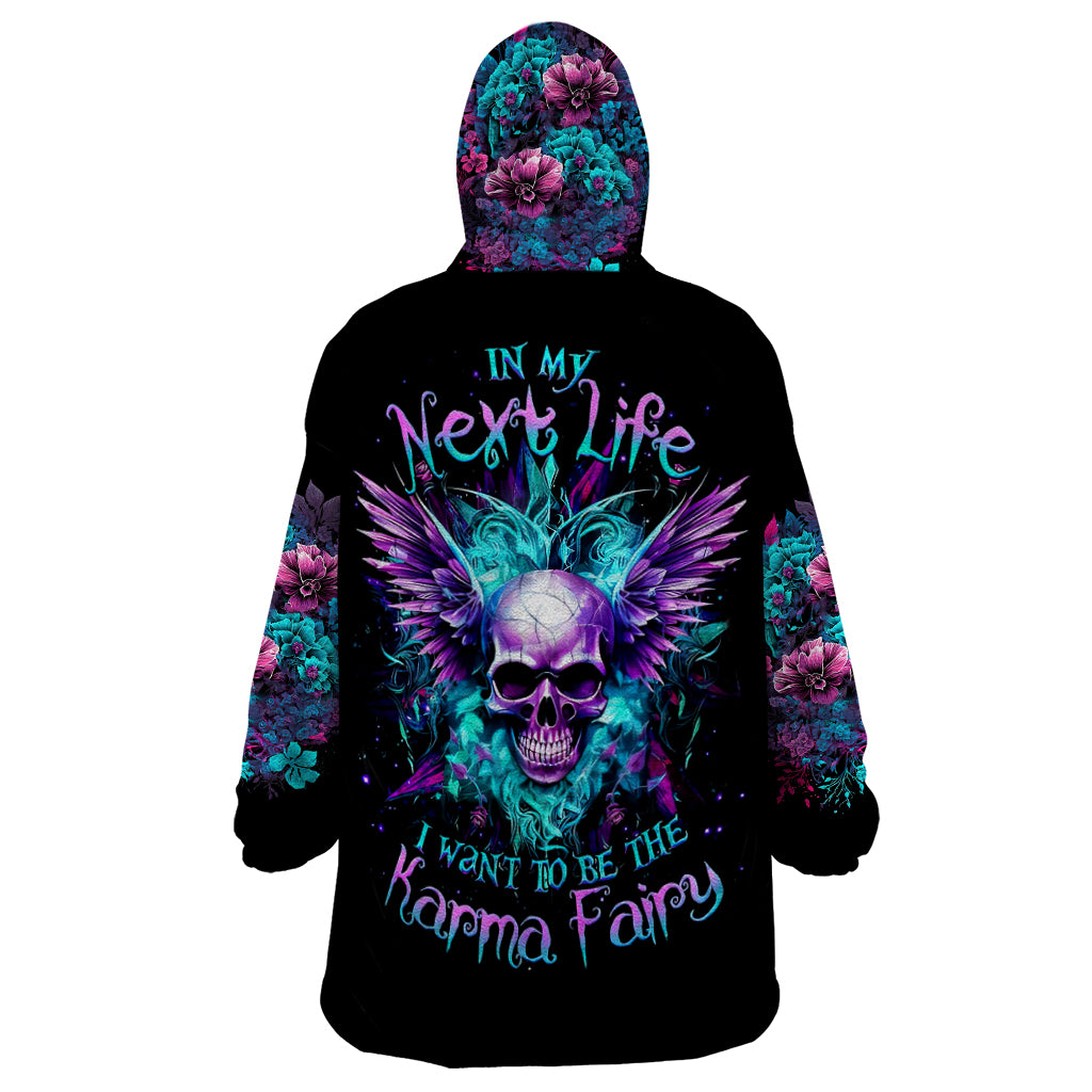 Wings Skull Wearable Blanket Hoodie Want To Be Karma Fairy Rose Skull - Wonder Print Shop