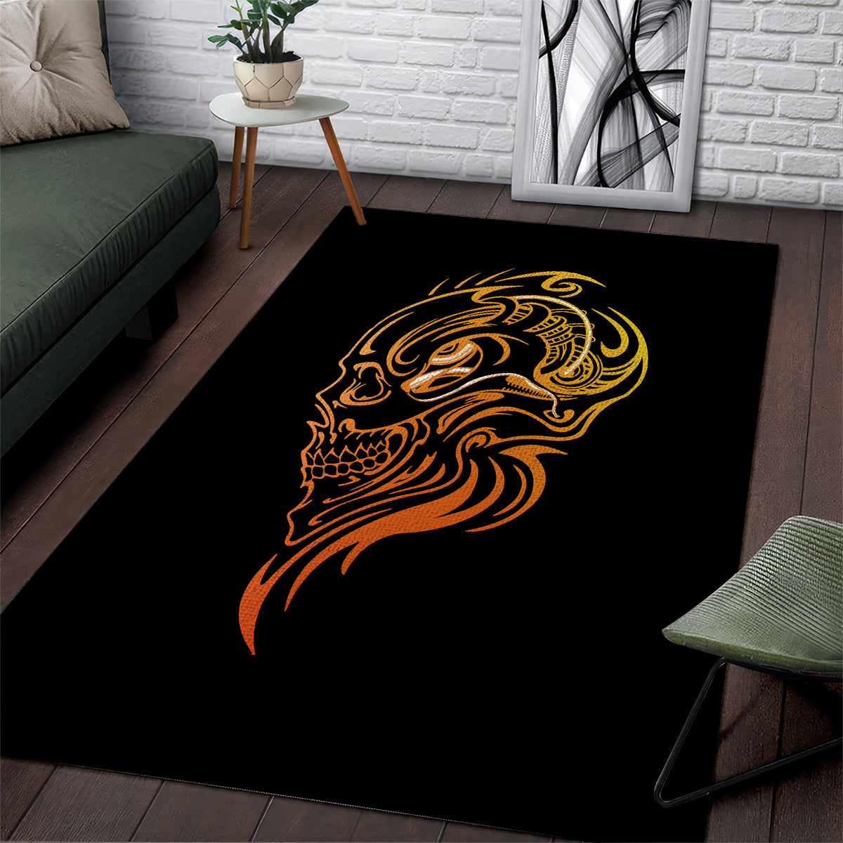 Tattoo Skull Area Rug Golden Skull Face Tattoo - Wonder Print Shop