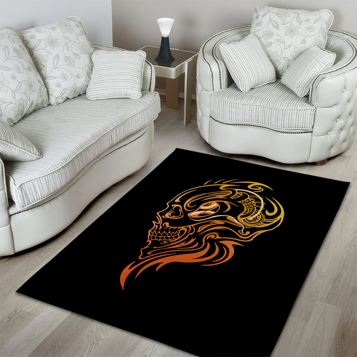 Tattoo Skull Area Rug Golden Skull Face Tattoo - Wonder Print Shop