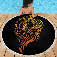 Tattoo Skull Beach Blanket Golden Skull Face Tattoo - Wonder Print Shop