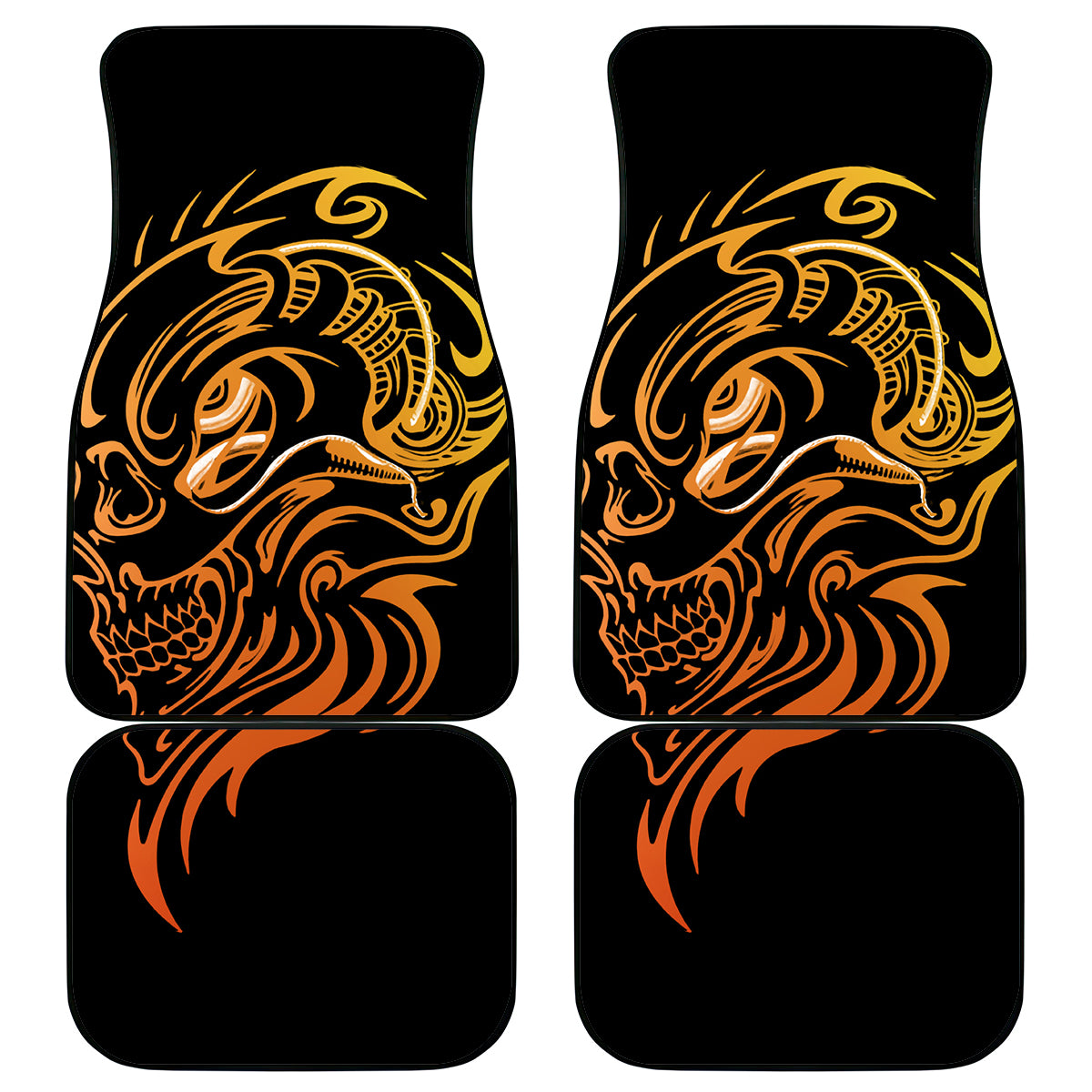 Tattoo Skull Car Mats Golden Skull Face Tattoo - Wonder Print Shop