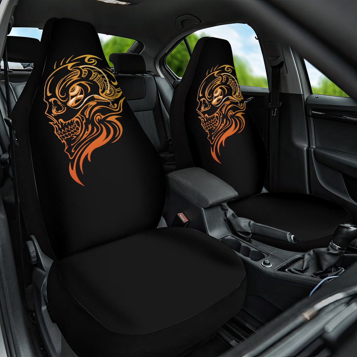 Tattoo Skull Car Seat Cover Golden Skull Face Tattoo - Wonder Print Shop
