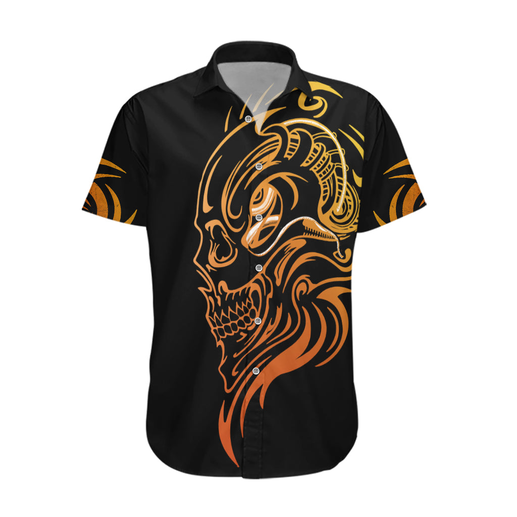 Tattoo Skull Hawaiian Shirt Golden Skull Face Tattoo - Wonder Print Shop