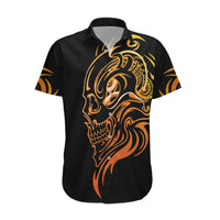 Tattoo Skull Hawaiian Shirt Golden Skull Face Tattoo - Wonder Print Shop