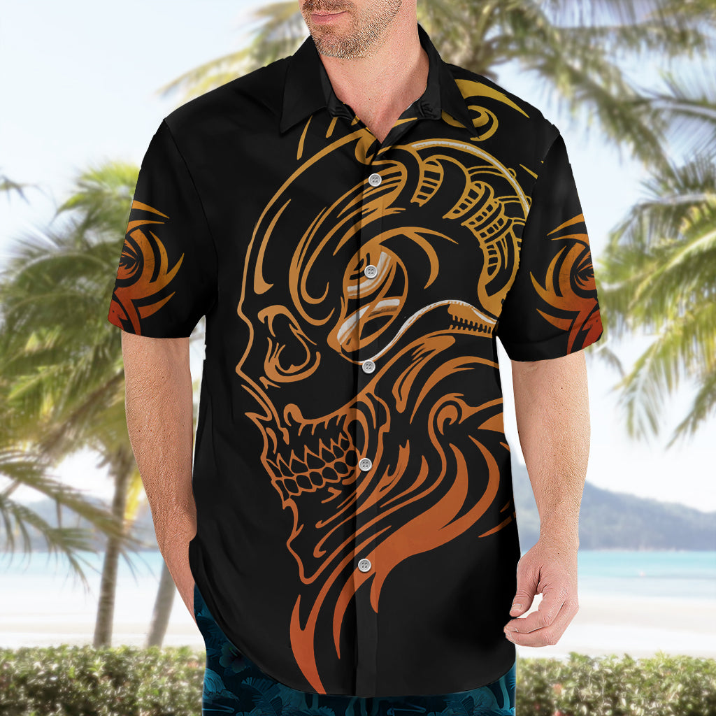 Tattoo Skull Hawaiian Shirt Golden Skull Face Tattoo - Wonder Print Shop