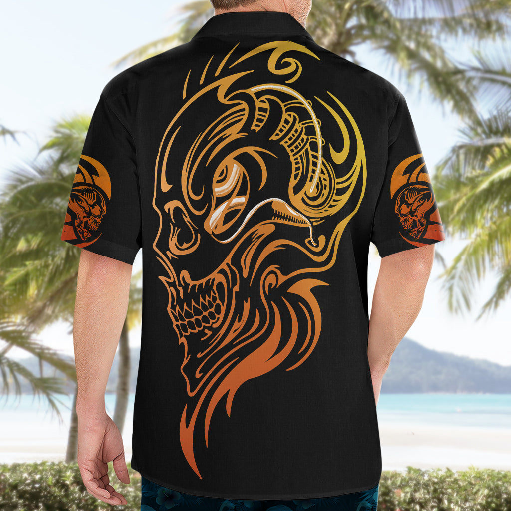 Tattoo Skull Hawaiian Shirt Golden Skull Face Tattoo - Wonder Print Shop