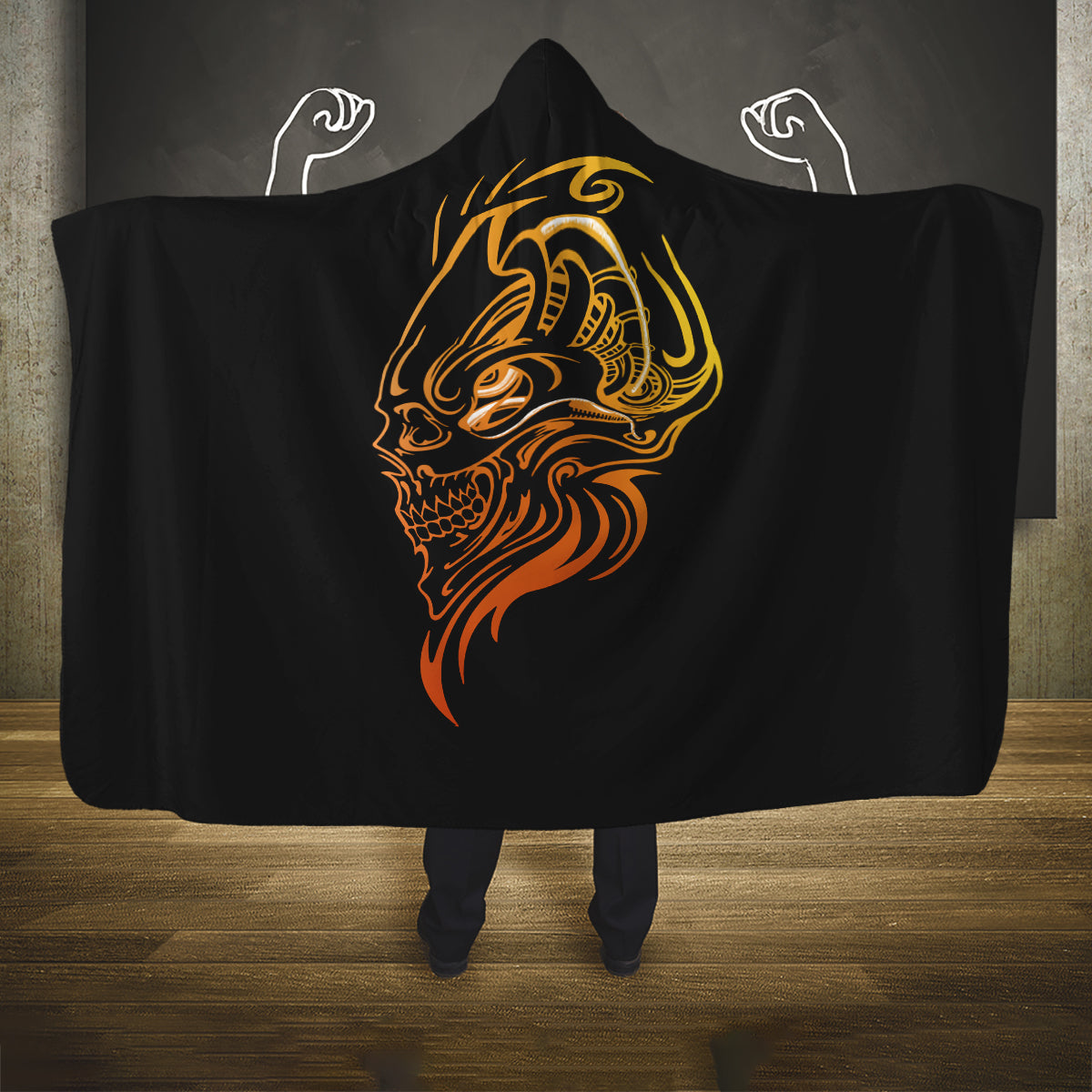 tattoo-skull-hooded-blanket-golden-skull-face-tattoo
