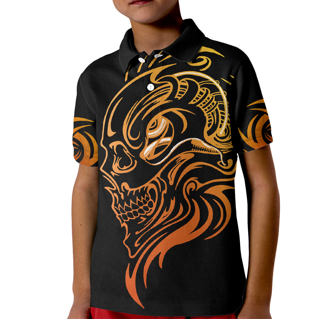 Tattoo Skull Kid Polo Shirt Golden Skull Face Tattoo - Wonder Print Shop