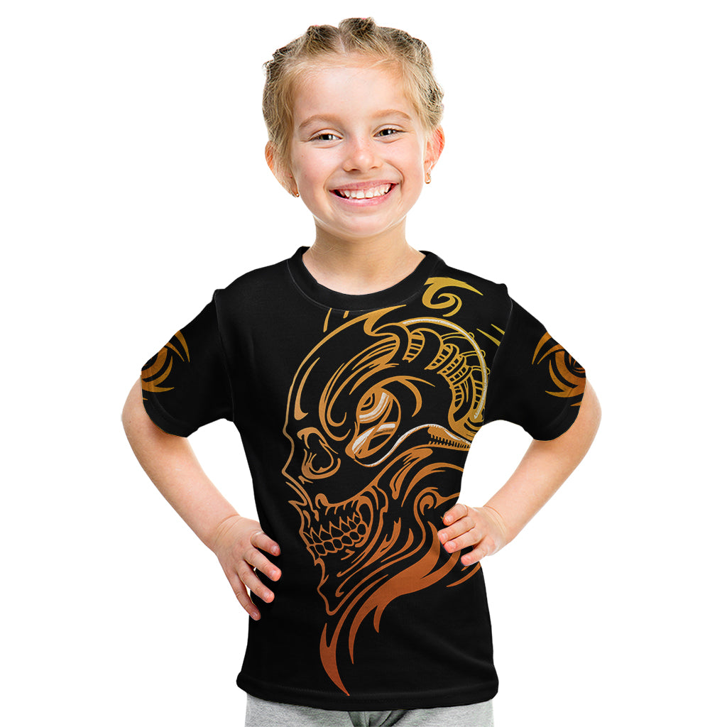 Tattoo Skull Kid T Shirt Golden Skull Face Tattoo - Wonder Print Shop