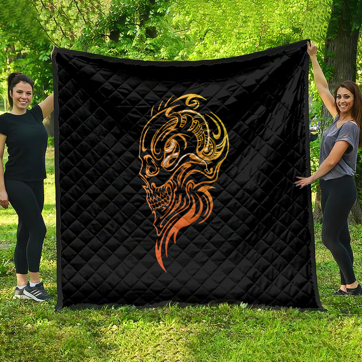 Tattoo Skull Quilt Golden Skull Face Tattoo - Wonder Print Shop