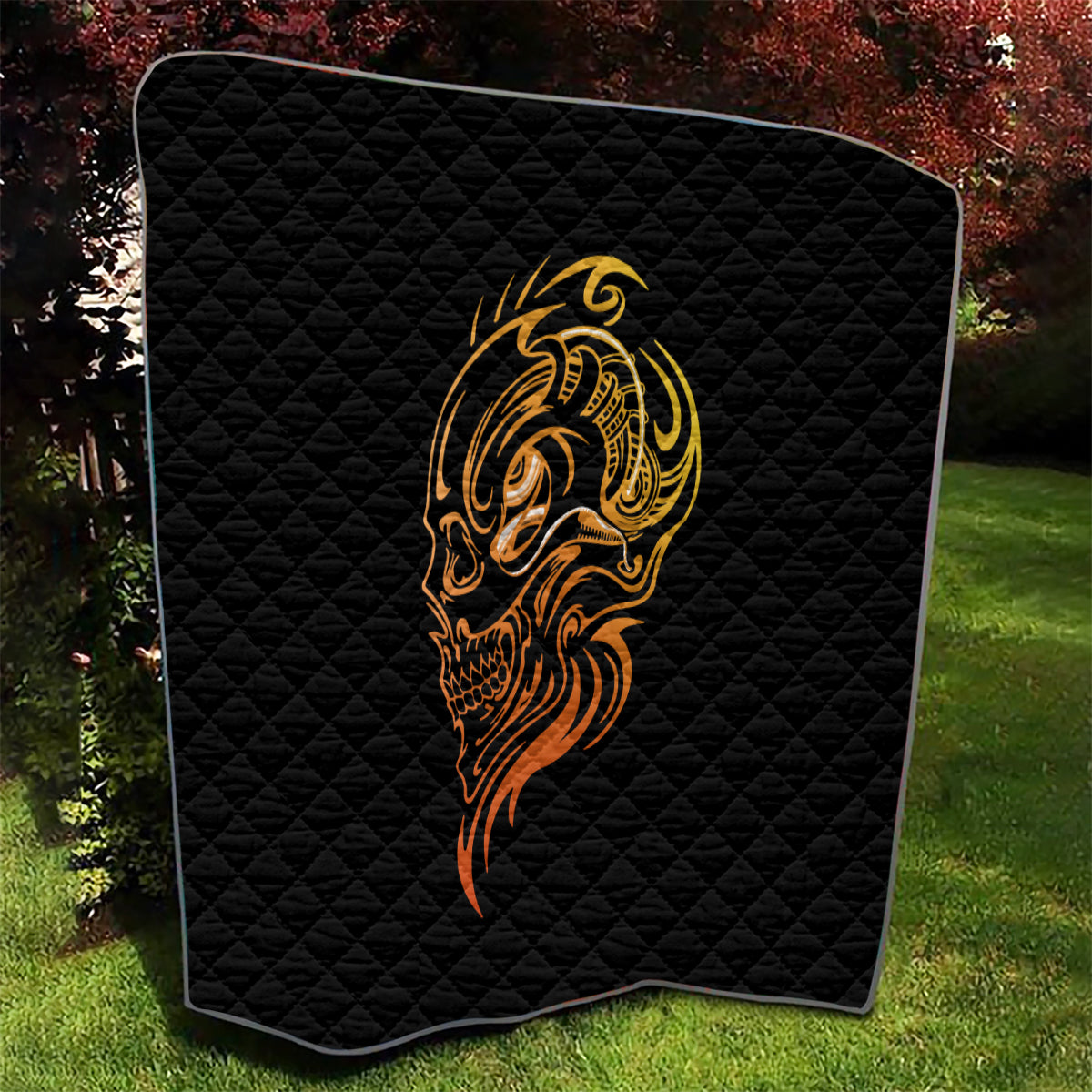 Tattoo Skull Quilt Golden Skull Face Tattoo - Wonder Print Shop